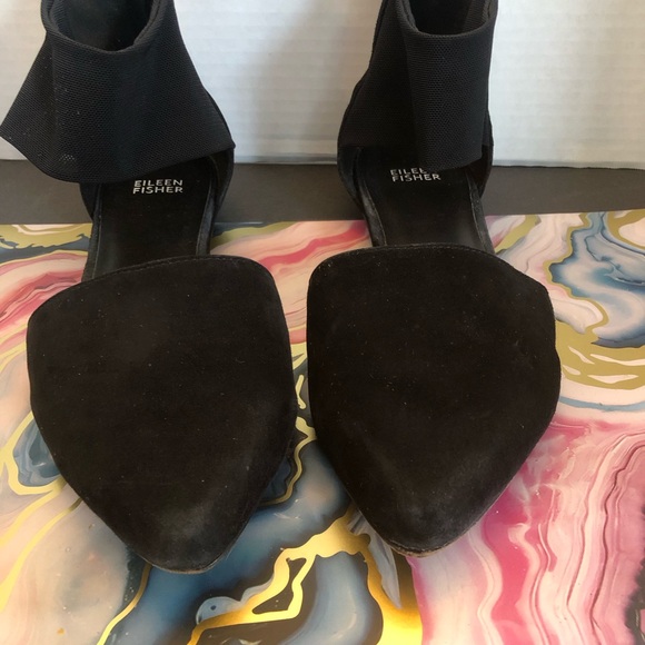 9 Eileen Fisher Hilly d'Orsay Flats in Black Suede - Picture 6 of 8
